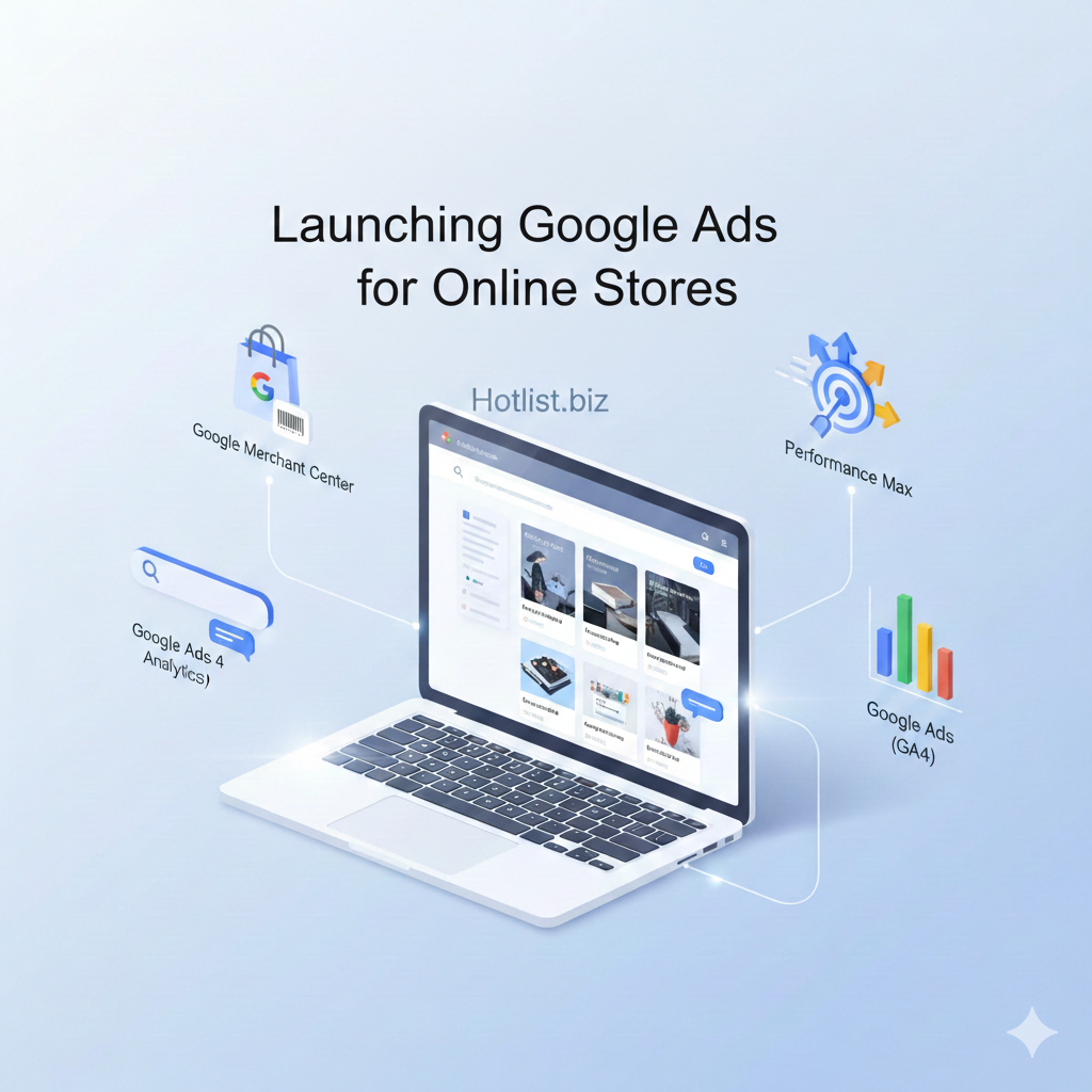 Launching Google Ads for an Online Store: Merchant Center, Search, Performance Max, Analytics