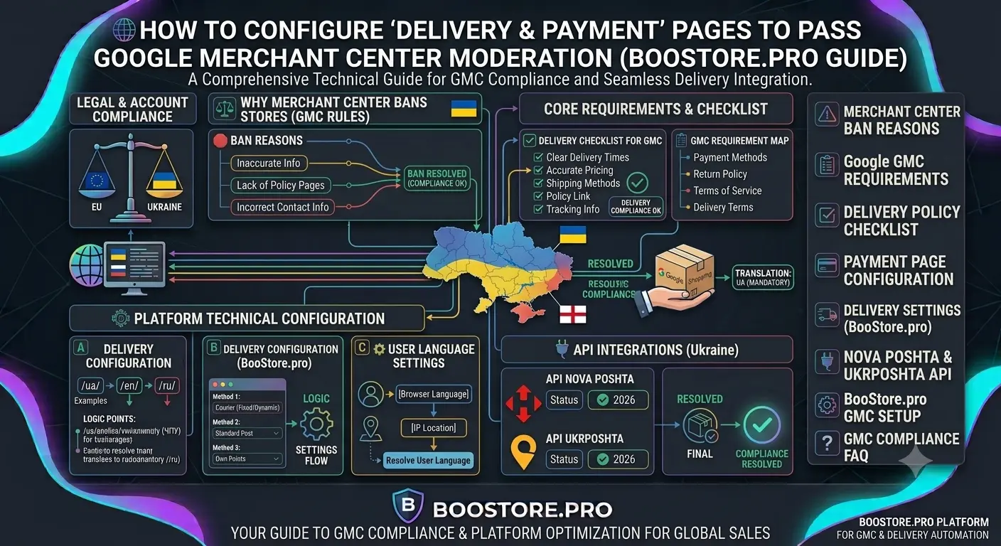 Оформление страниц доставки и оплаты для Google Merchant Center: чек-лист модерации
