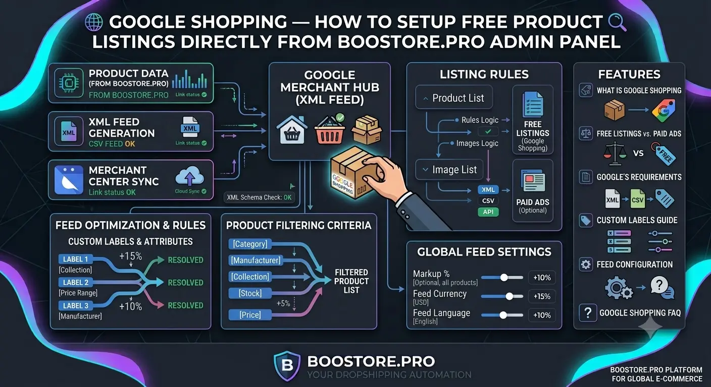 Google Shopping — настройка бесплатных товарных объявлений из админ-панели BooStore.pro