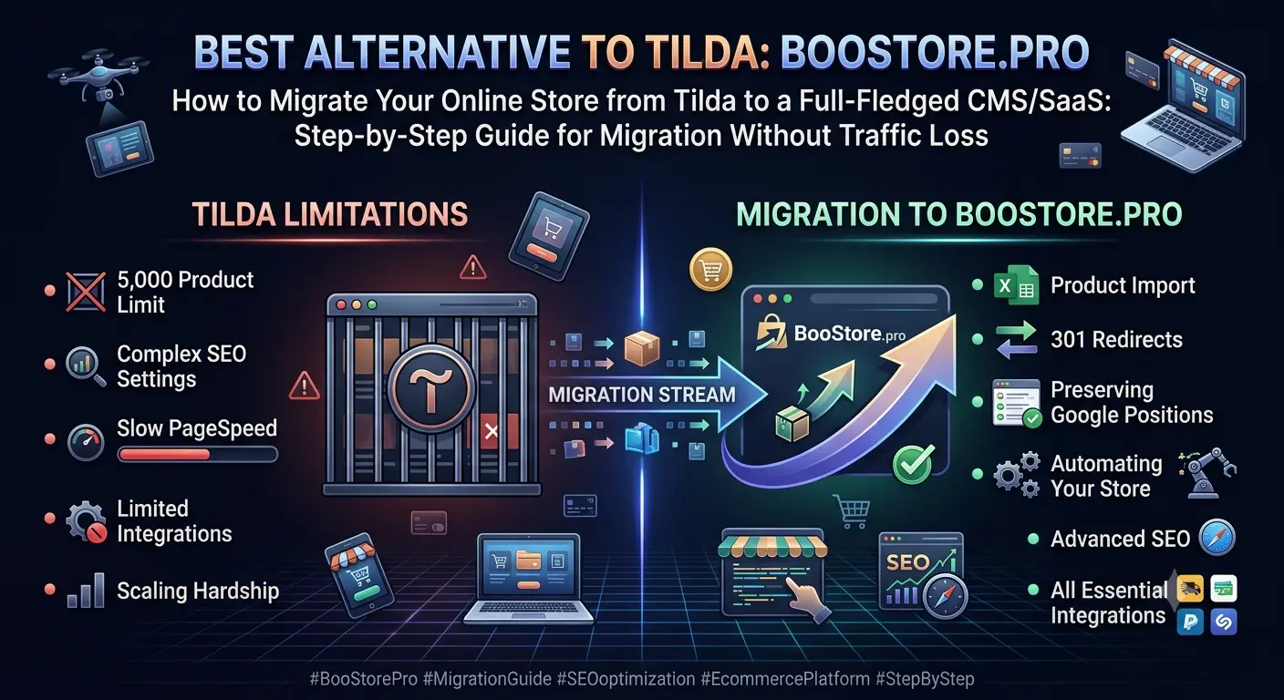 Перенесення інтернет-магазину з Tilda на BooStore.pro: міграція зі збереженням трафіку