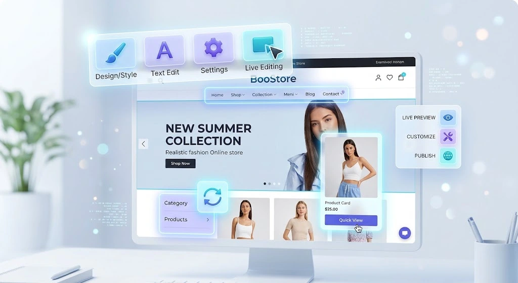 Визуальный редактор BooStore: дизайн интернет-магазина в реальном времени